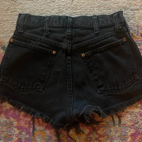 Furst of a kind denim black distressed shorts waist is 13 inches. Listing as a25 - Picture 2 of 5
